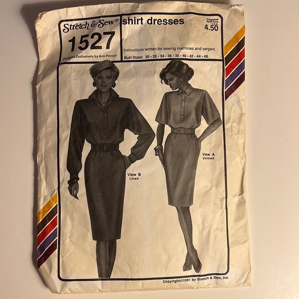 Shirt Dress Vintage sewing pattern 90s Stretch & Sew